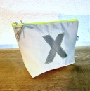 wasserdichte Airtexkosmetiktasche in hellgrau mit grauen X